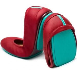 Tieks Ballet Flat Leather Round Toe Slip On Foldable Cardinal Red 9